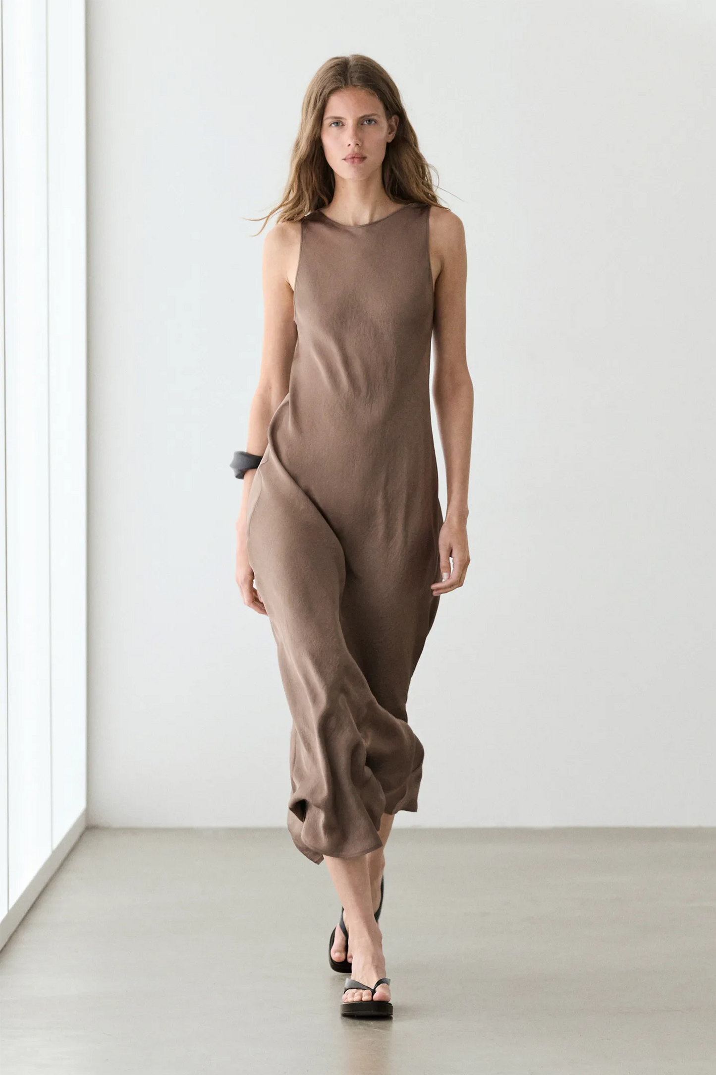Flowing Satin Midi Dress