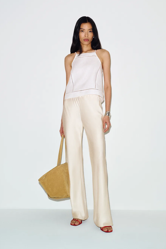 Gale Satin Mid Rise Bias Pant