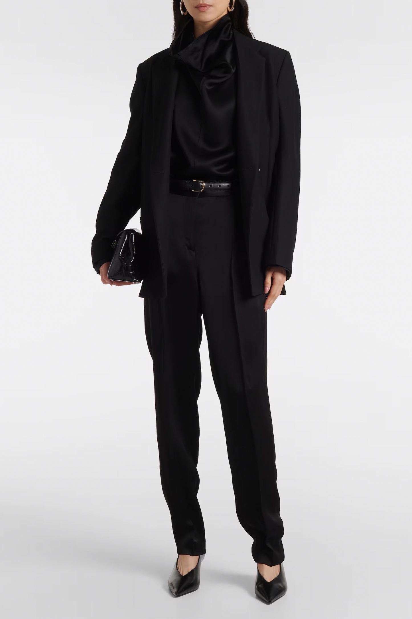 High-rise satin straight pants