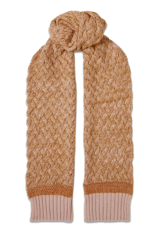 Mélange Cable-knit Wool-blend Scarf