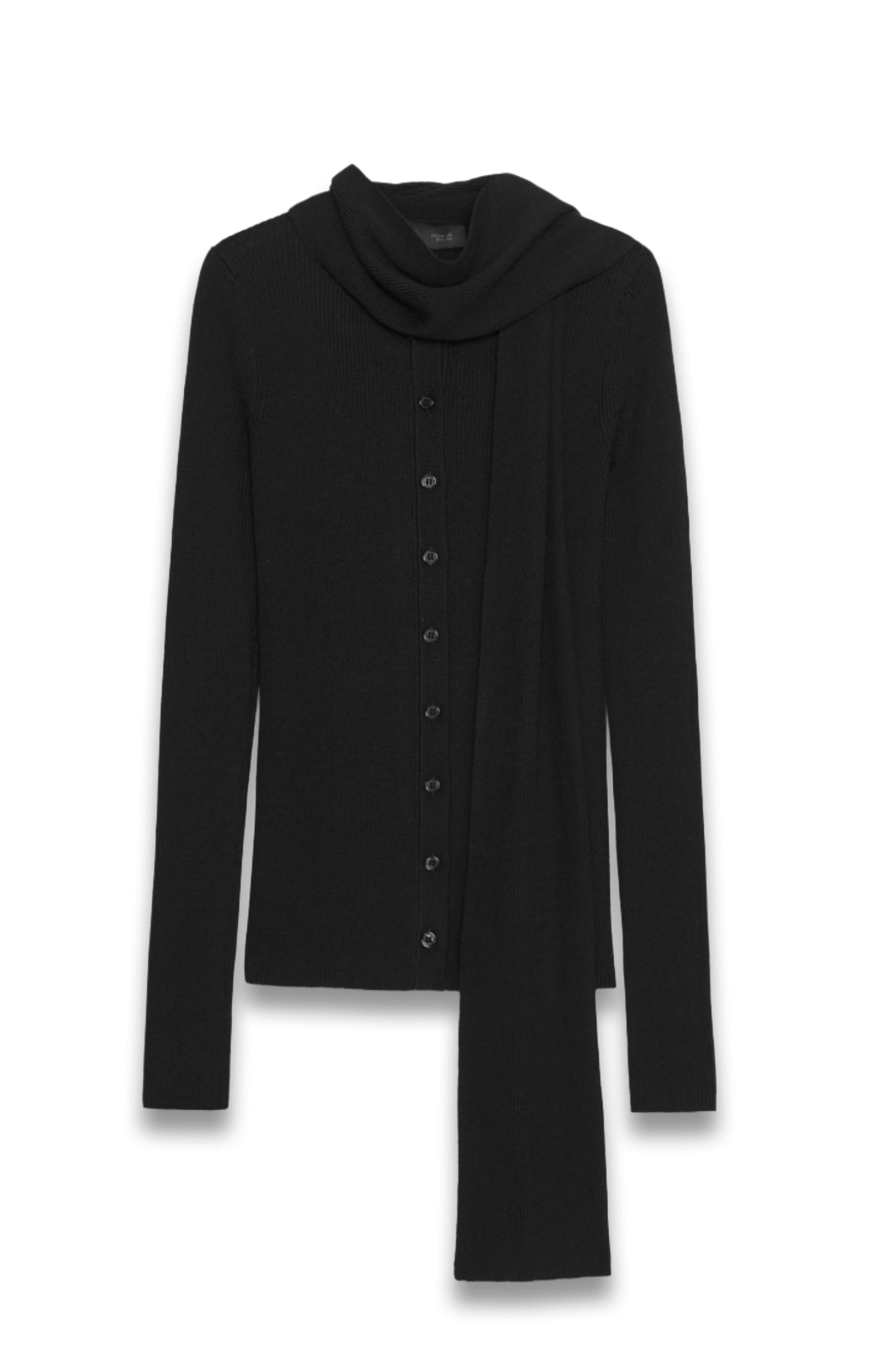 Rib Knit Cardigan with Scarf