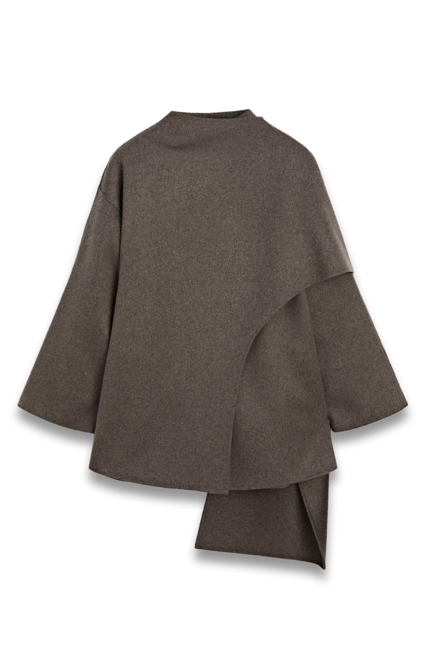Mid-length Wool-blend Coat with Scarf