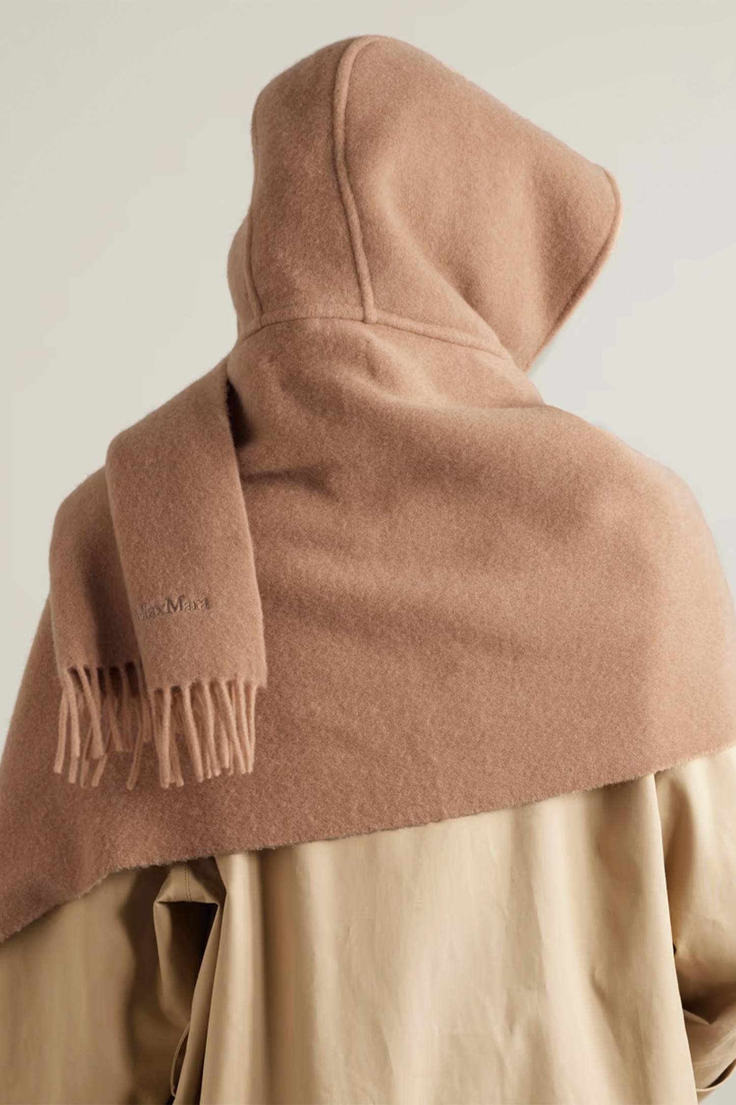 Zena fringed embroidered cashmere and wool-blend scarf