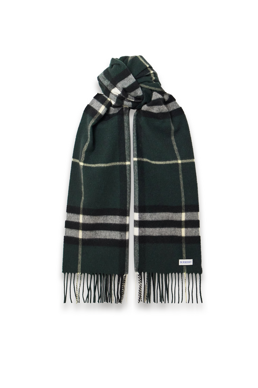 Fringed Checked Cashmere Scarf