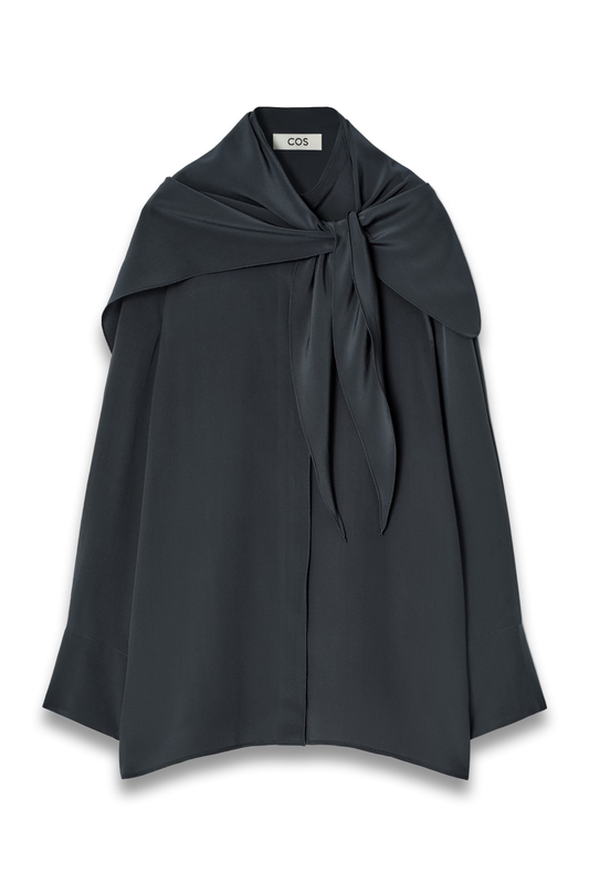 Silk Scarf-Detail Shirt