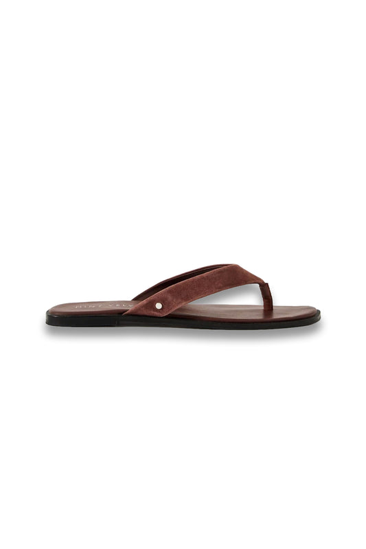 Lula Chocolate Brown Suede Flip Flops