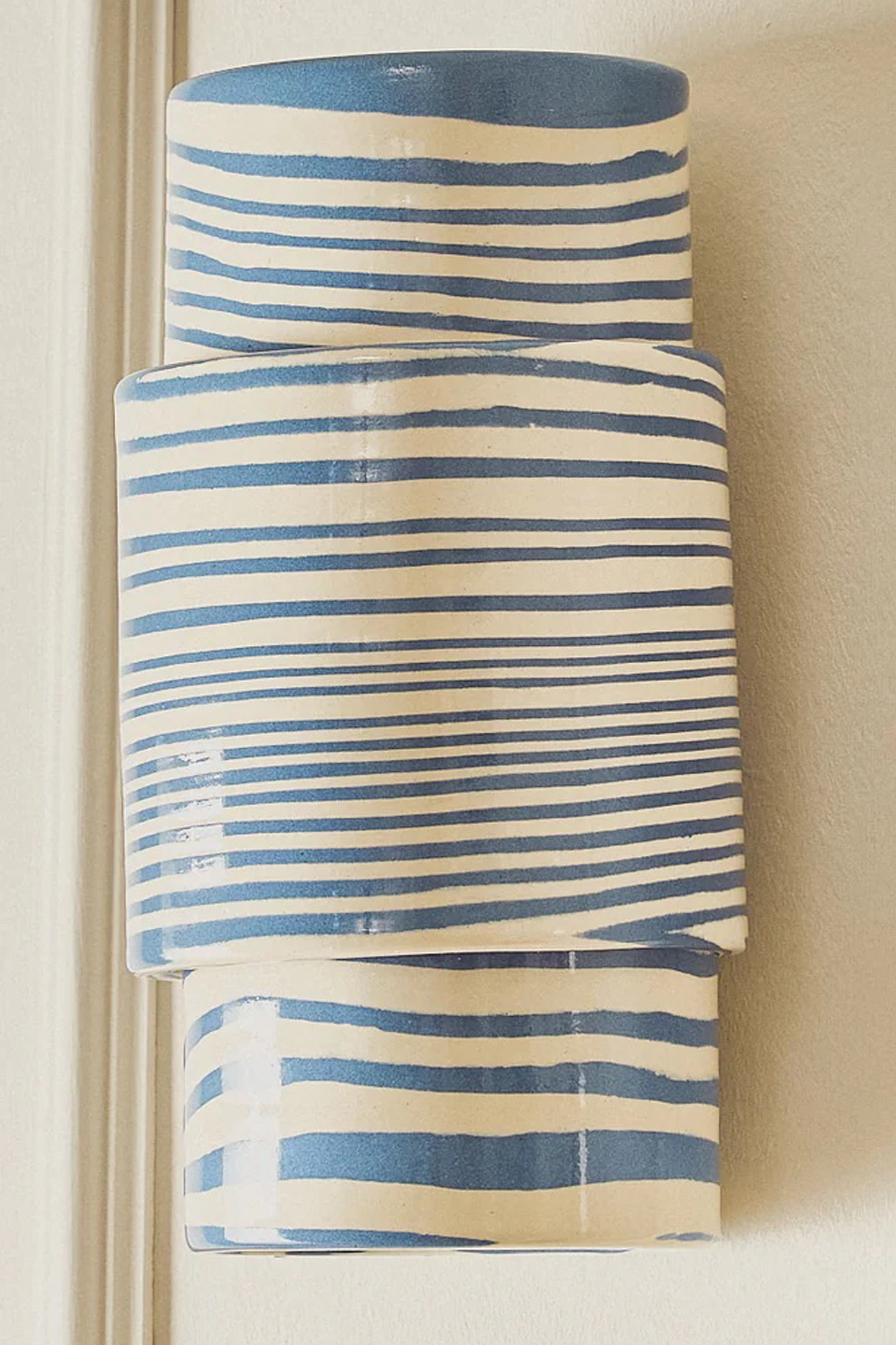 Wall Sconce Tall Blue & White Light Covering