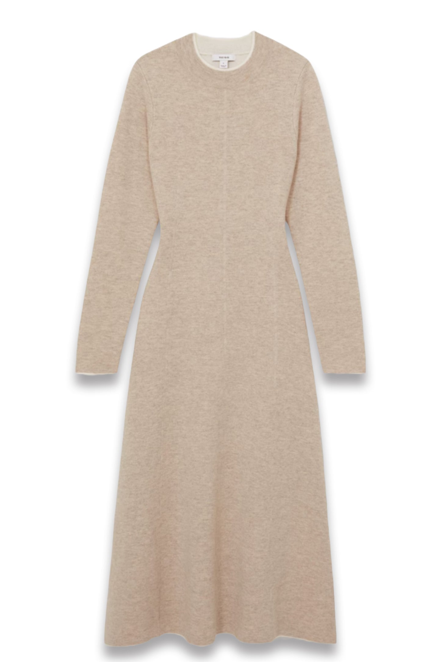 Knitted Mélange Midi Dress With Cashmere in Neutral