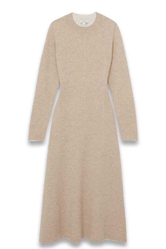 Knitted Mélange Midi Dress With Cashmere in Neutral