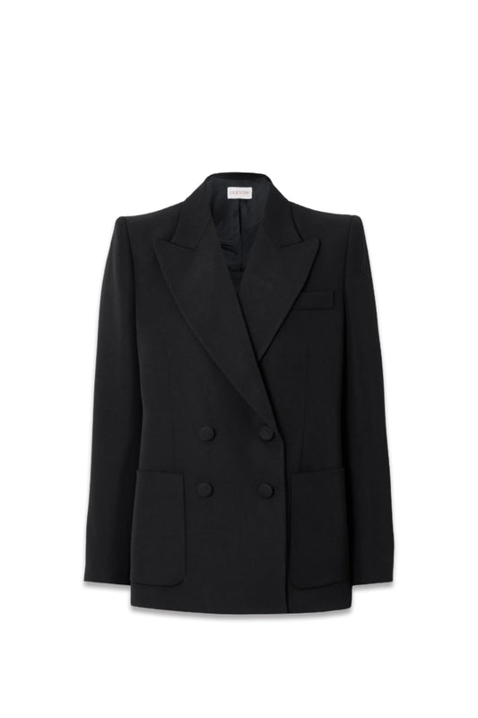 Double-breasted Grain De Poudre Wool Blazer