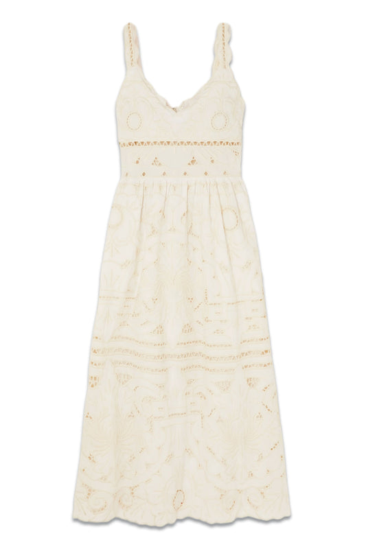 Blaire Broderie Anglaise Organic Cotton Midi Dress