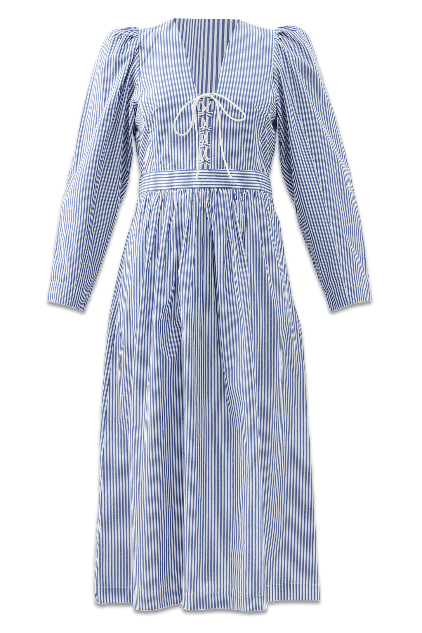 Axelle Lace-up Striped Cotton Dress