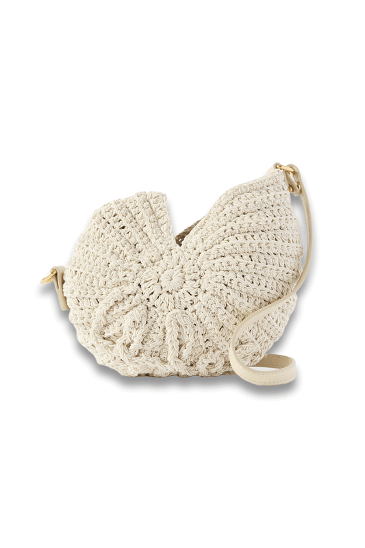 Sea Treasures Leather-Trimmed Crocheted Cord Shoulder Bag