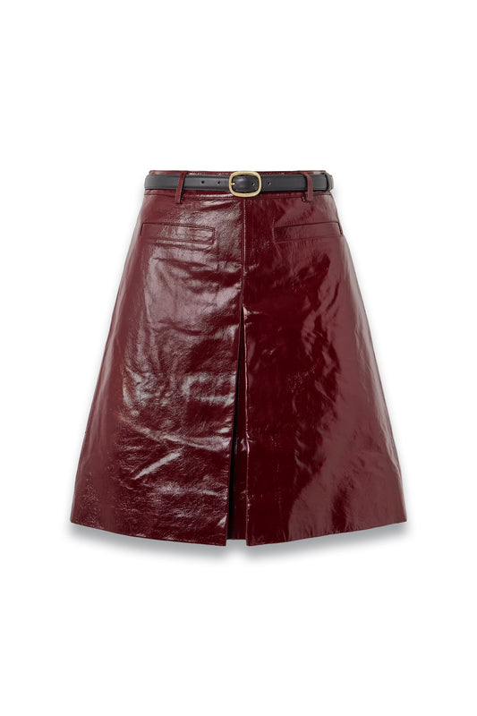 Belted Leather Skirt