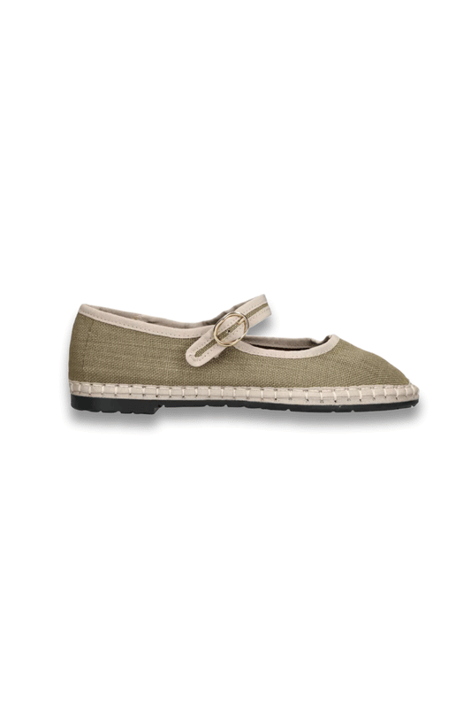 Ishmael Single-Strap Linen Mary Jane Flats