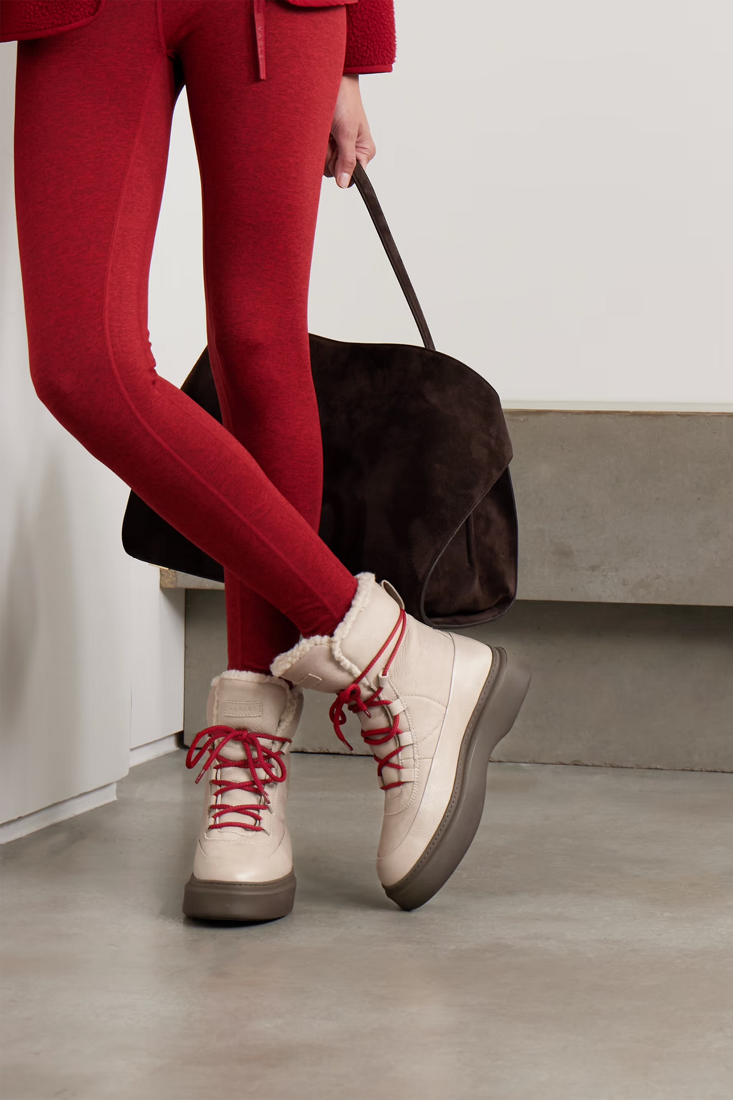 Selva Wool-trimmed Leather Ankle Boots