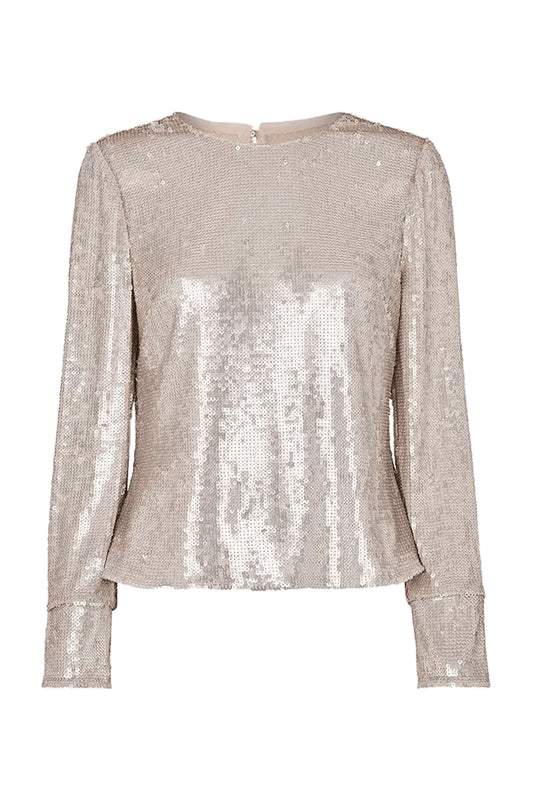 Whistles Petite Sequin Tunic Top, Silver