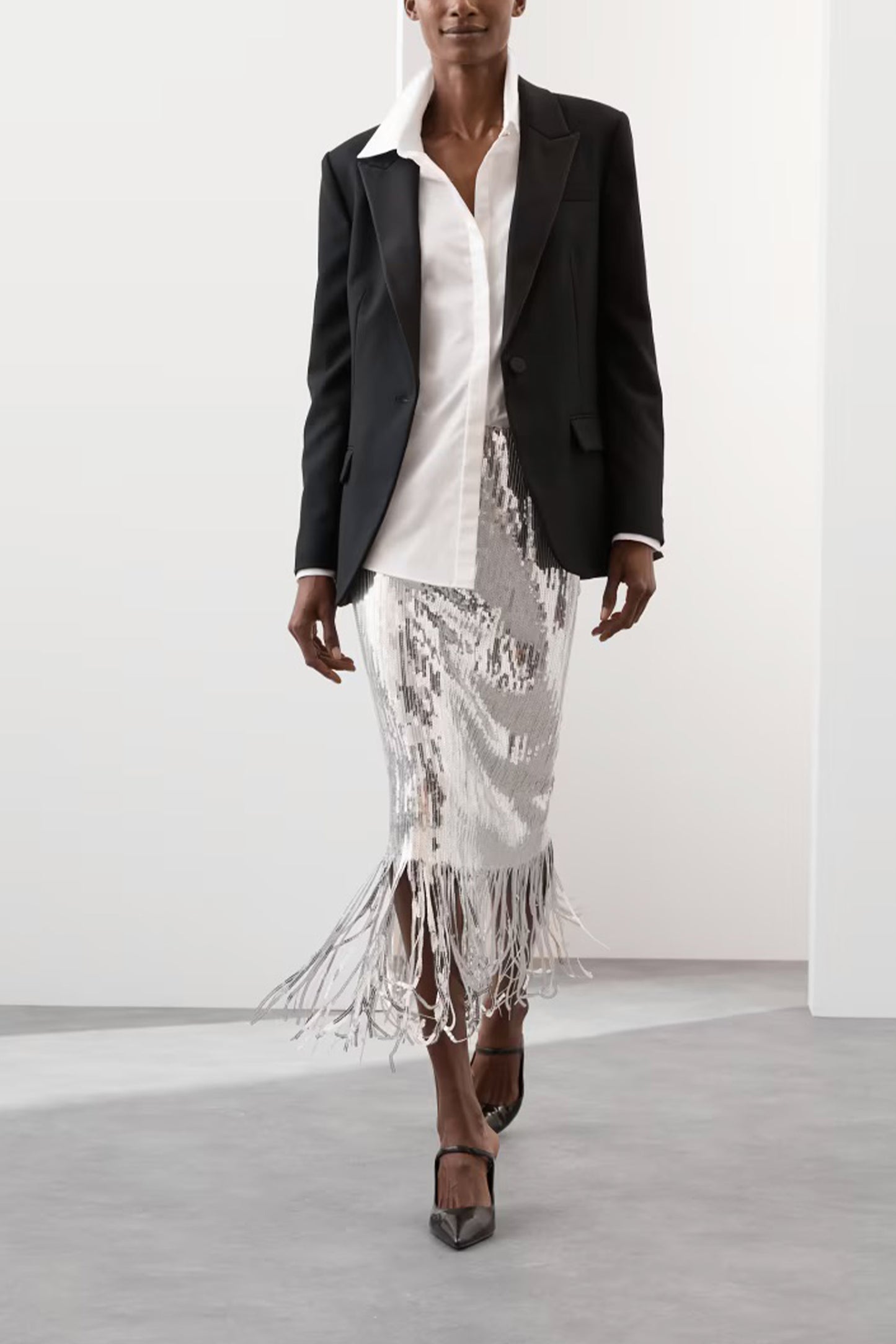 Sequin Tassel Knee Length Slip Skirt