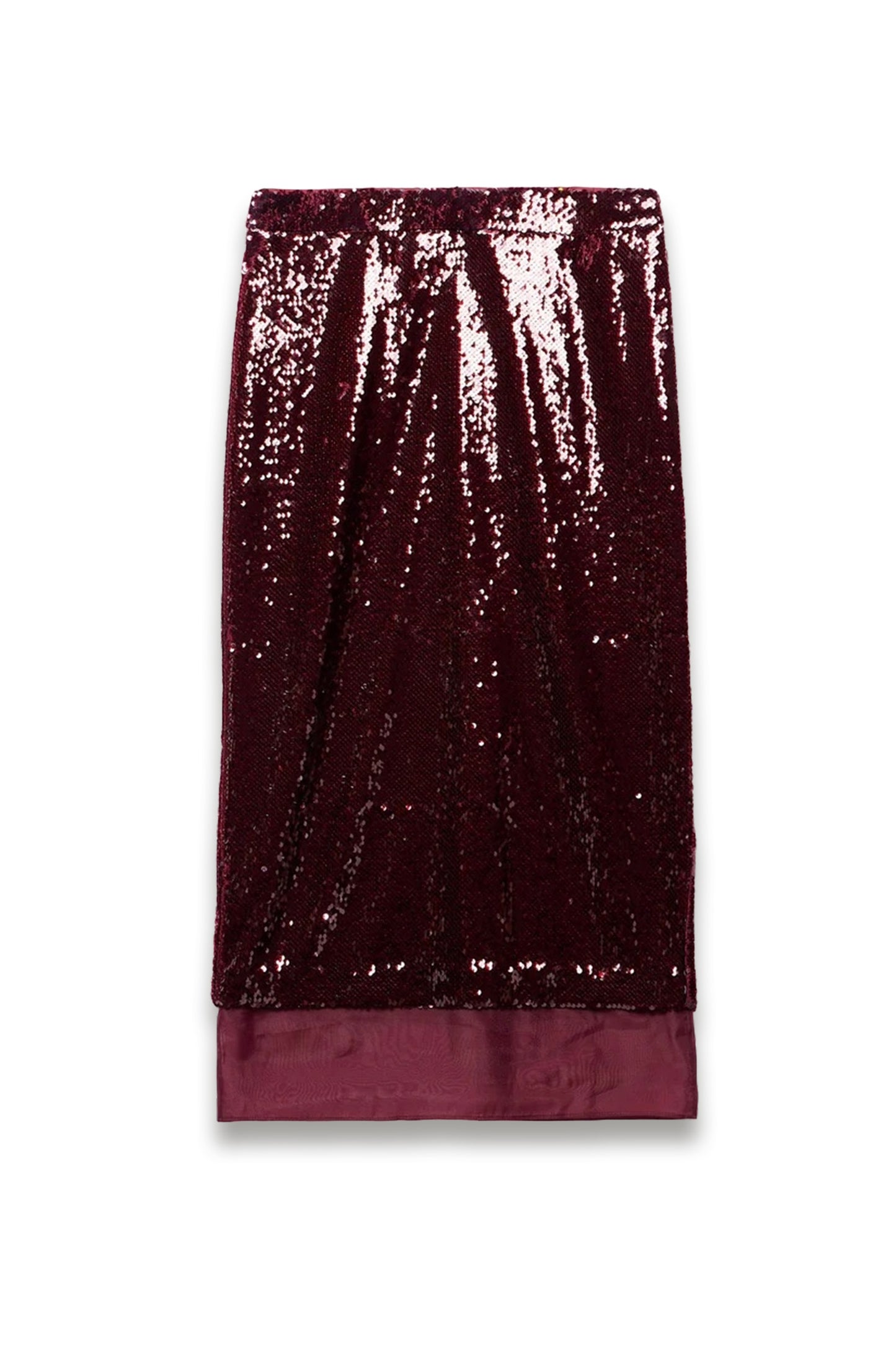 Burgundy Sequin Midi Skirt