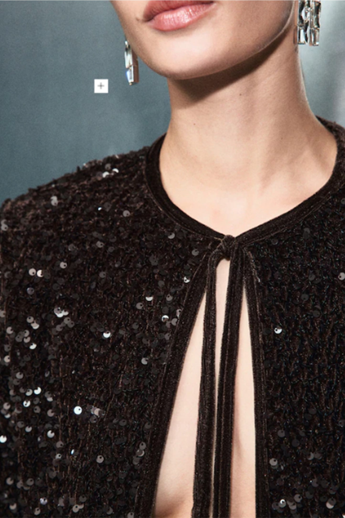 Velvet Jacket with Sequins and Bow