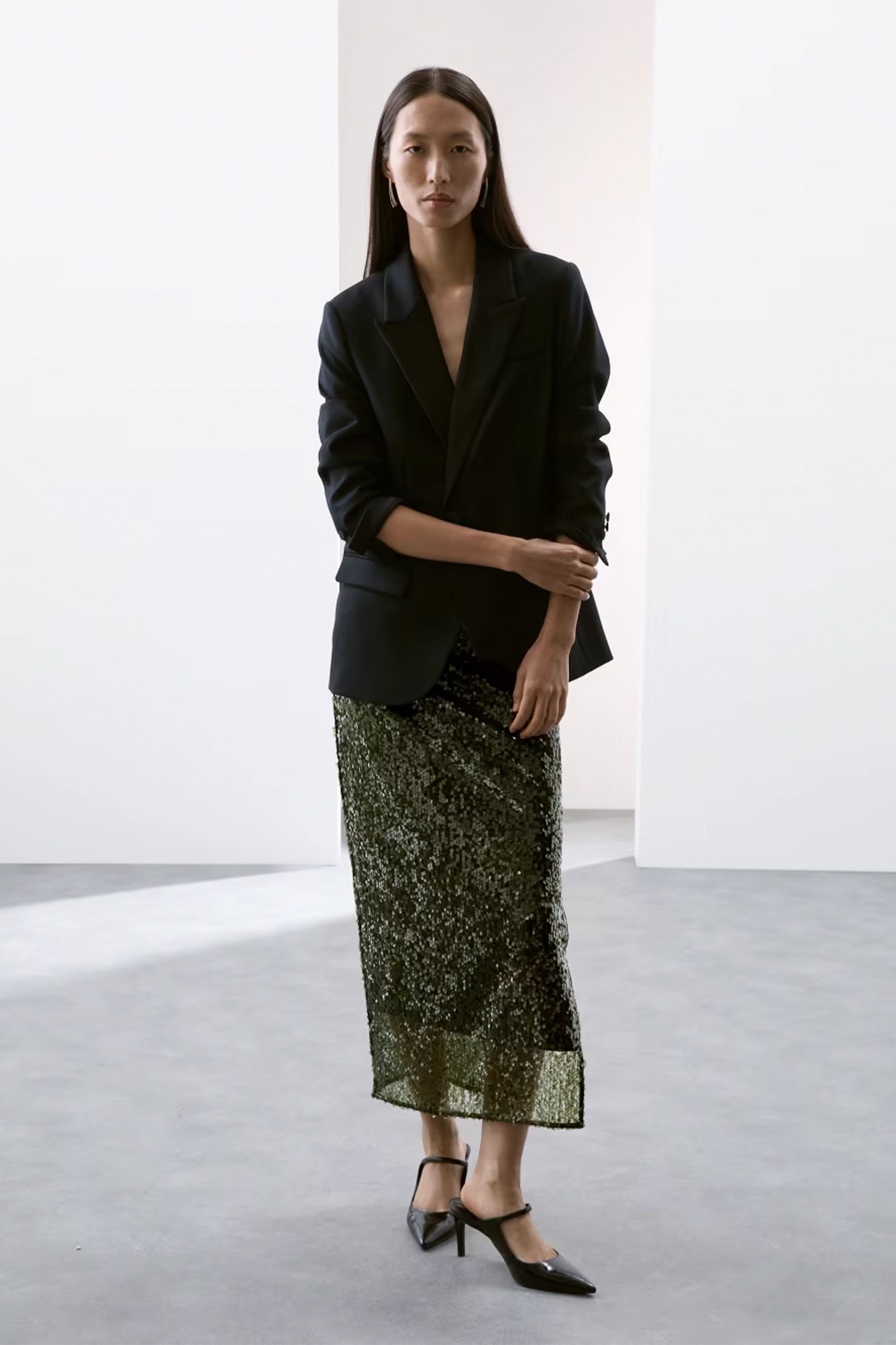 Sequin Midaxi Column Skirt