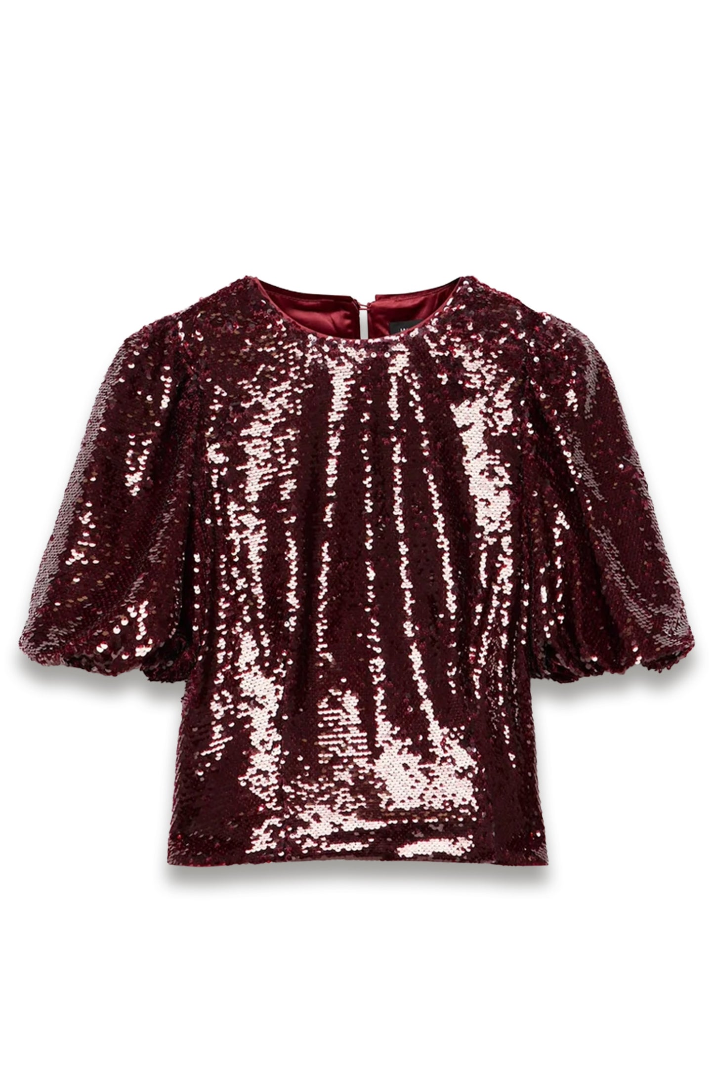 Burgundy Sequin Short Sleeve Top