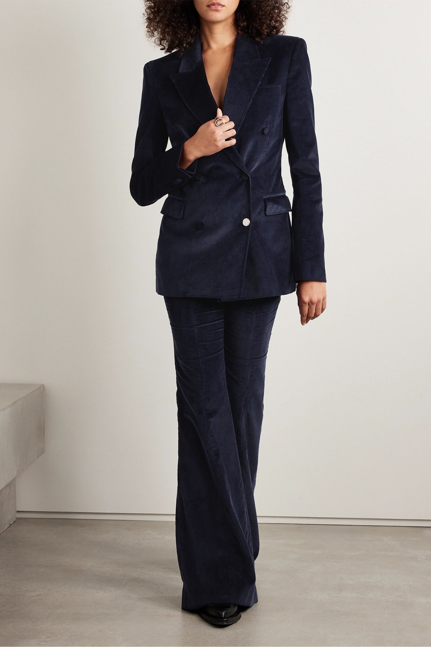 Gavin Double-Breasted Cotton-Corduroy Set