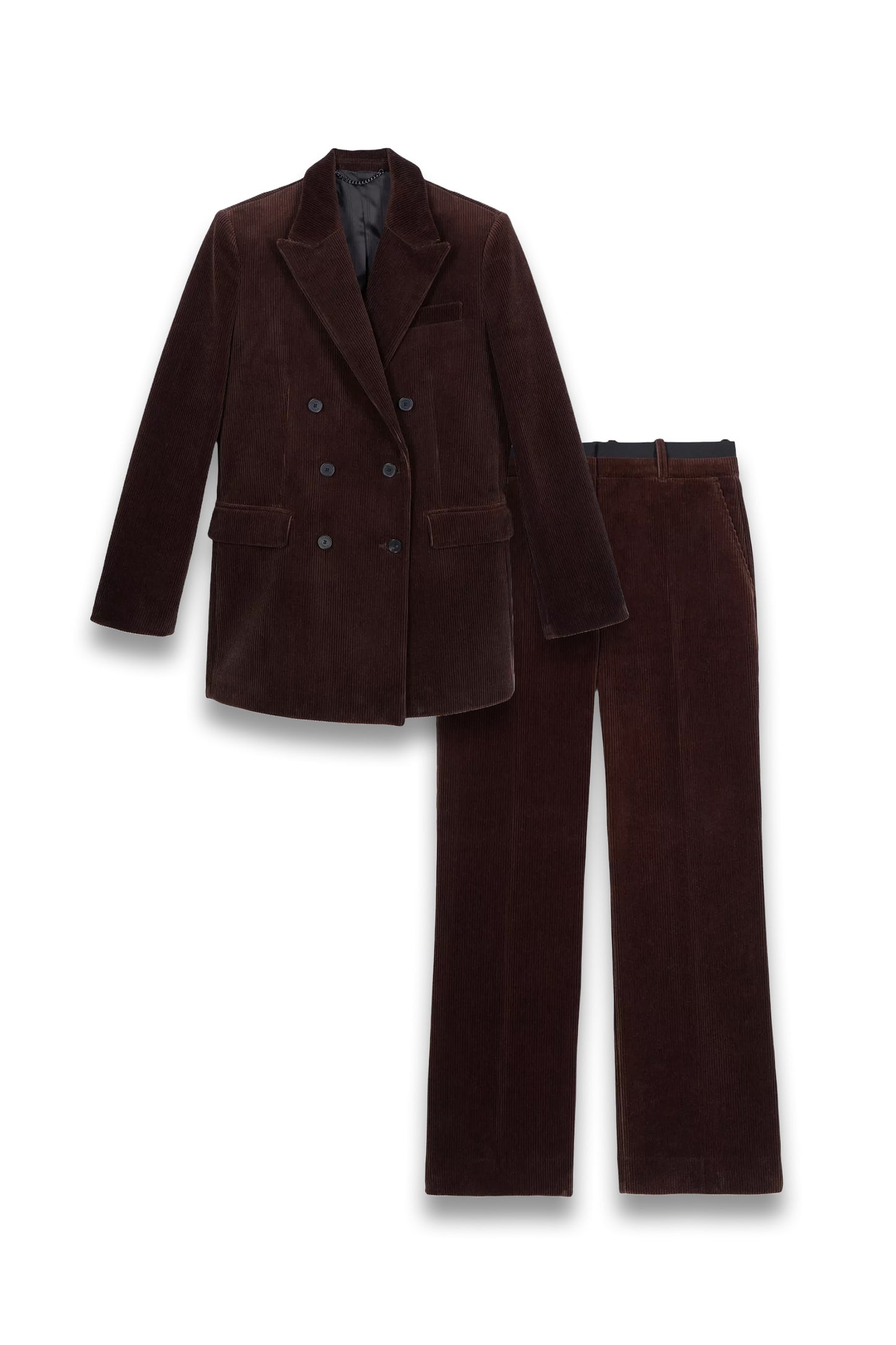 Double-Breasted Cotton-Corduroy Blazer and Straight-Leg Corduroy Suit Trousers Set
