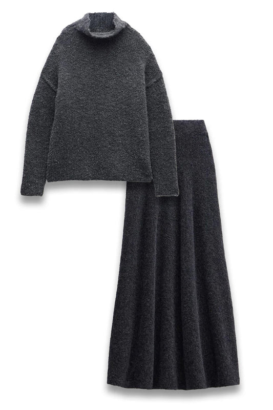 Bea Boucle Knitted Midi Skirt And Jumper