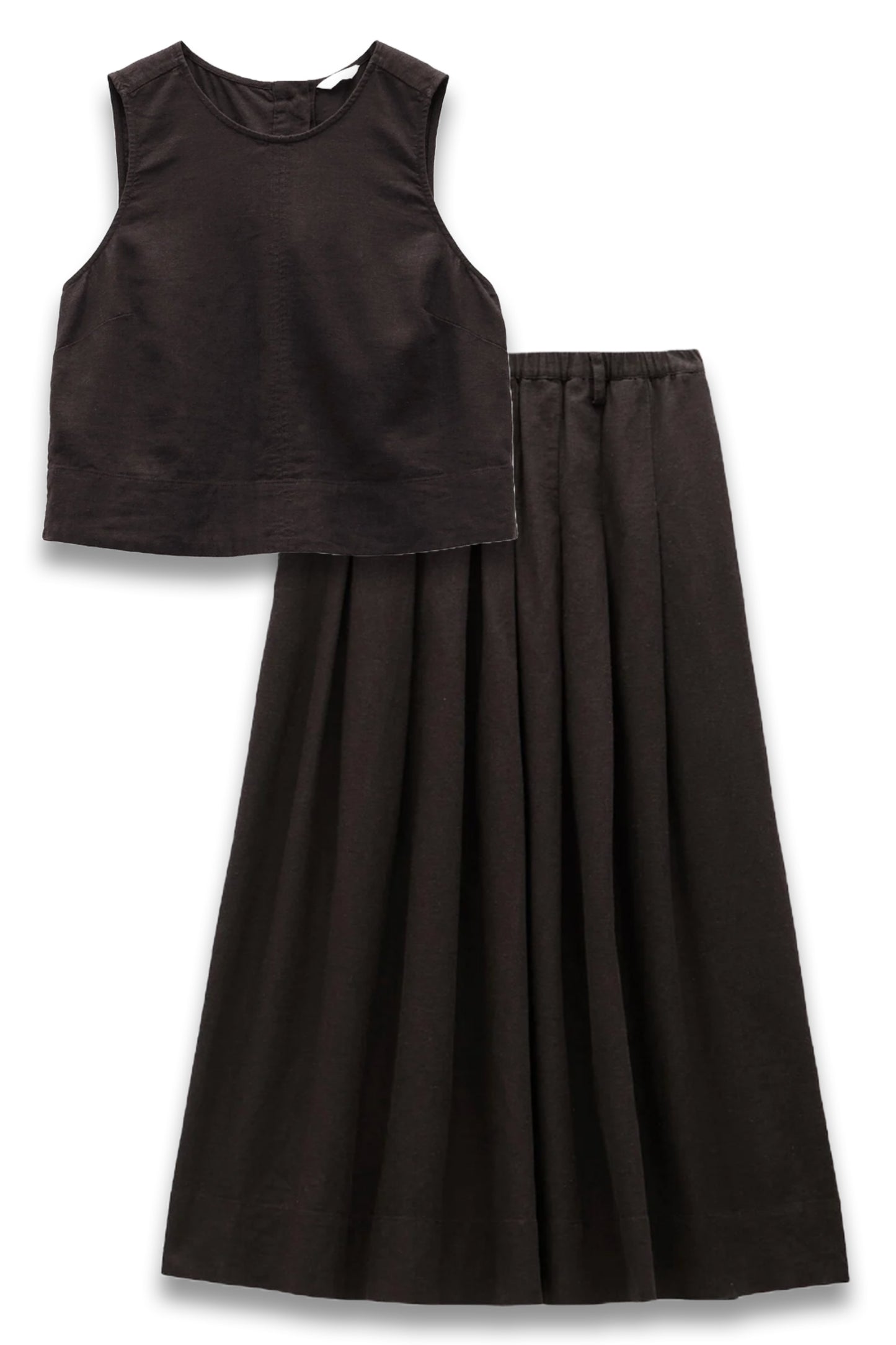 Vera Linen Blend Shell Top And Ivy Pleated Linen Blend Midi Skirt