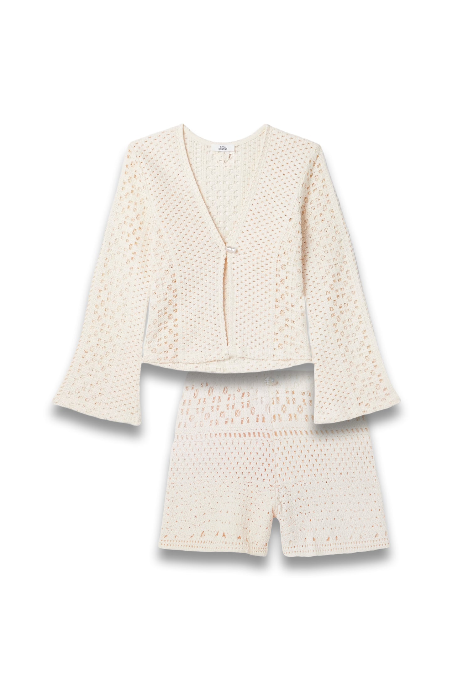 Nerea Pearl-Embellished Crocheted Cotton Top & Shorts