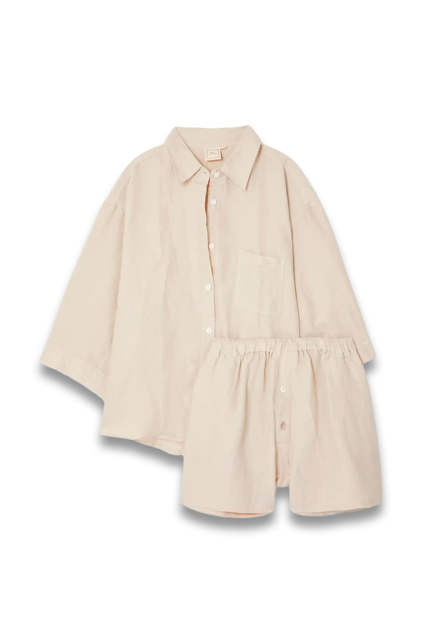 The 03 Washed-linen Shirt and Shorts Set