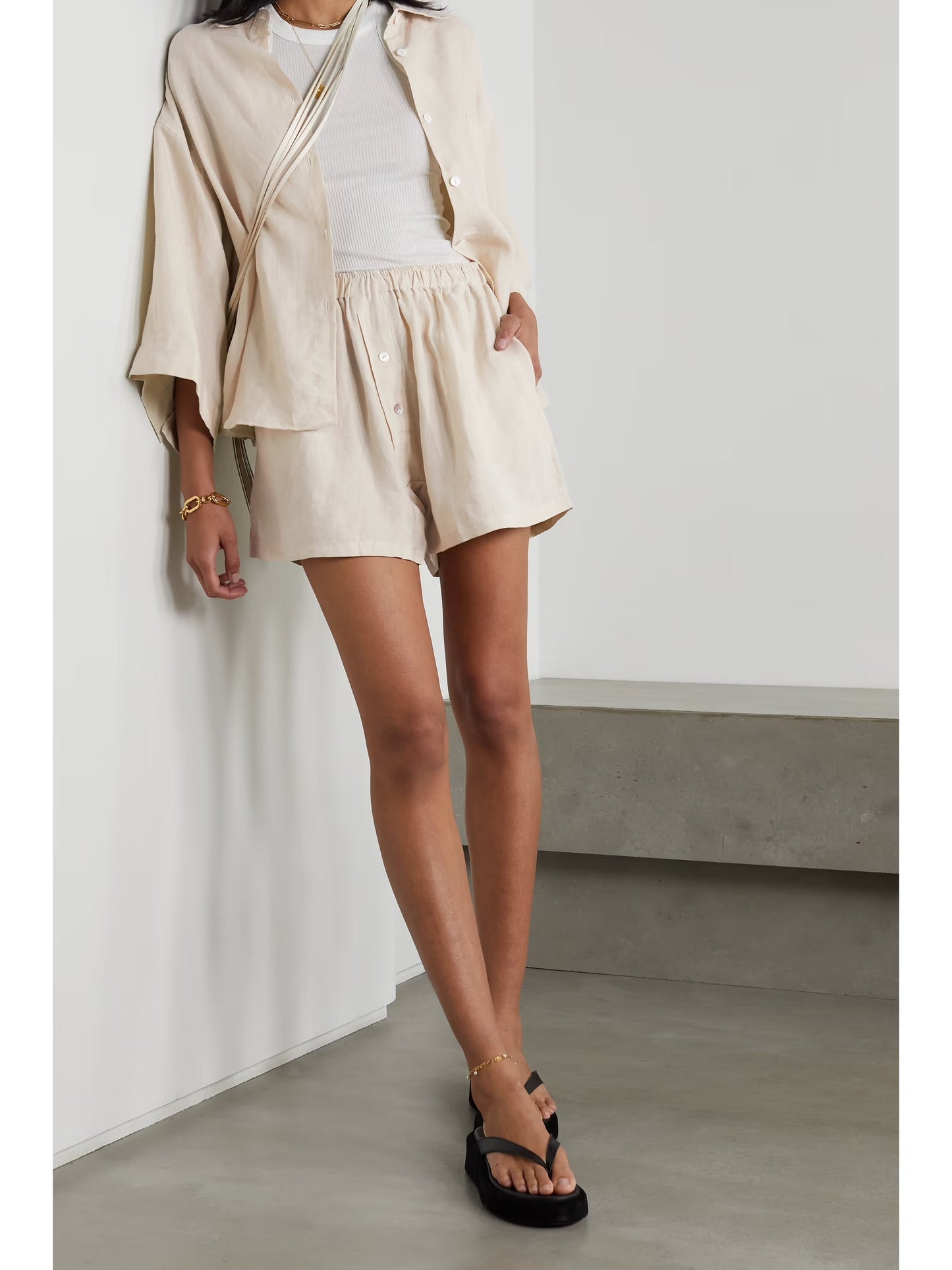 The 03 Washed-linen Shirt and Shorts Set