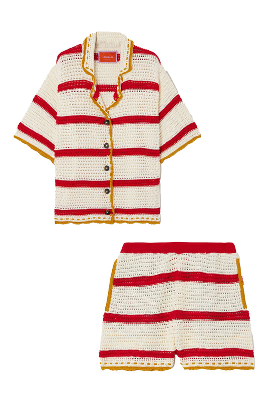 Orlebar Brown Salt 'n' Vinegar Striped Crocheted Cotton Co-ord