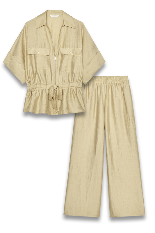 Safari Shirt + Wide Leg Trousers Set