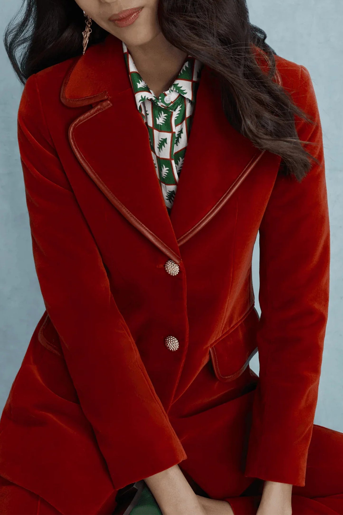 Bianca Burnt Orange Velvet Tailored Jacket