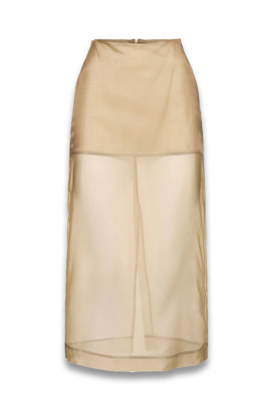 Peri Sheer Silk Blend Midi Skirt