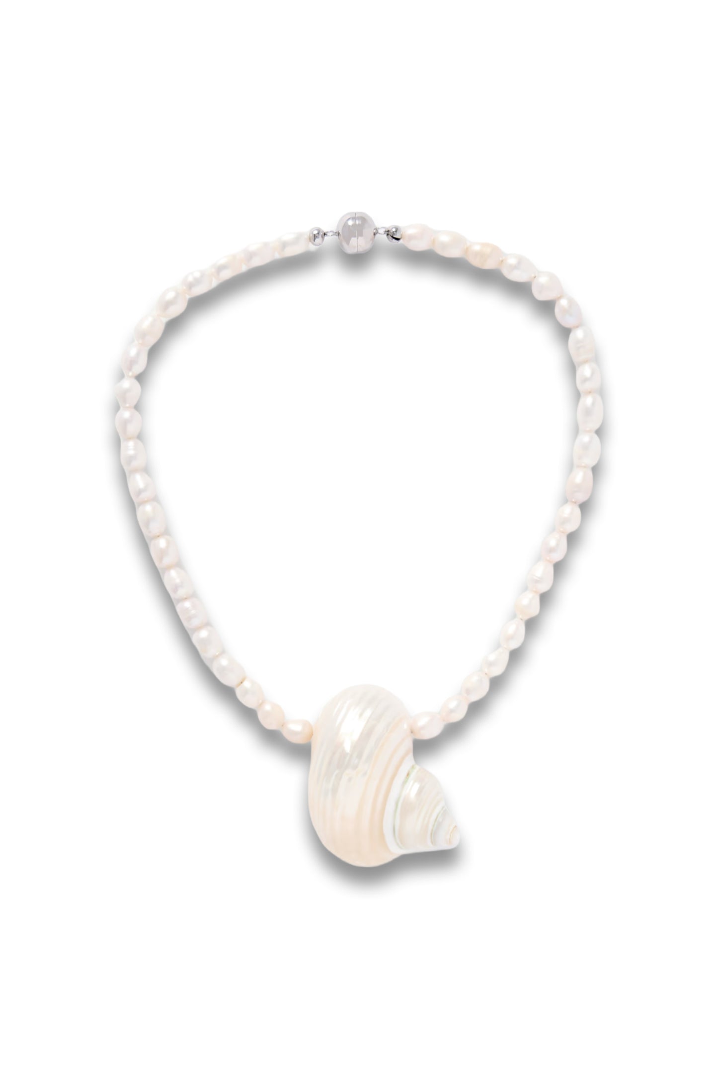 Mykonos Silver Tone Freshwater Pearl and Shell Necklace