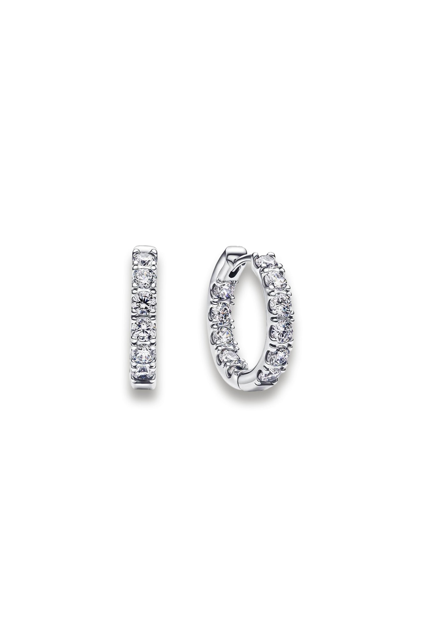 Sparkling Row Eternity Hoop Earrings
