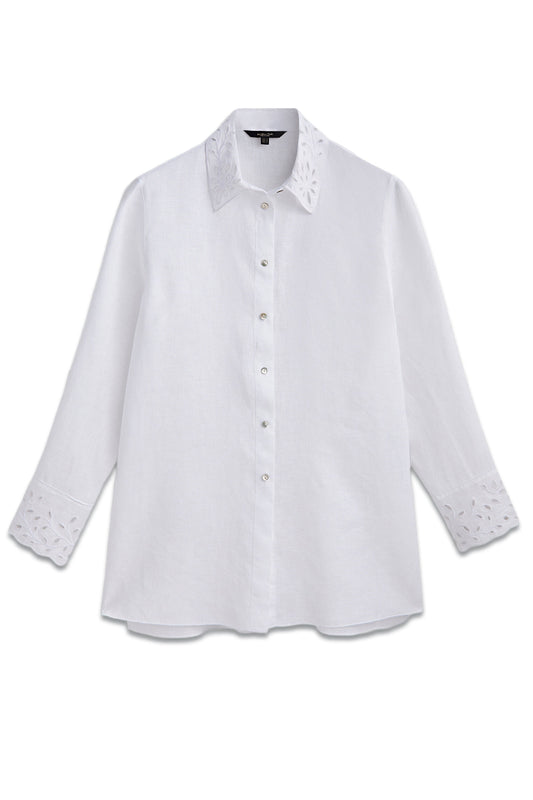 Linen Shirt With Cutwork Embroidery