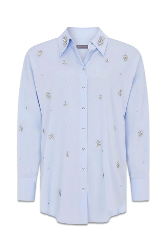 Blue Cotton Embellished Shirt