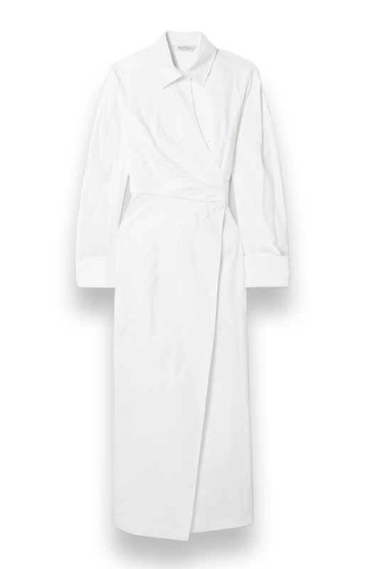 Cotton-Blend Poplin Midi Wrap Shirt Dress
