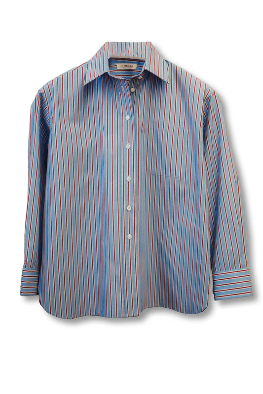 The Muse Husband Shirt In Blue Pinstripe