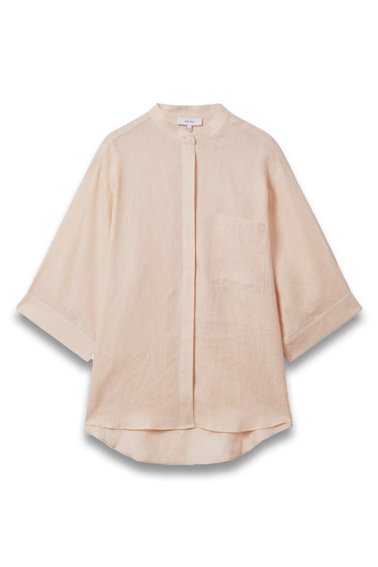 Winona Relaxed Sleeve 100% Linen Shirt in Blush