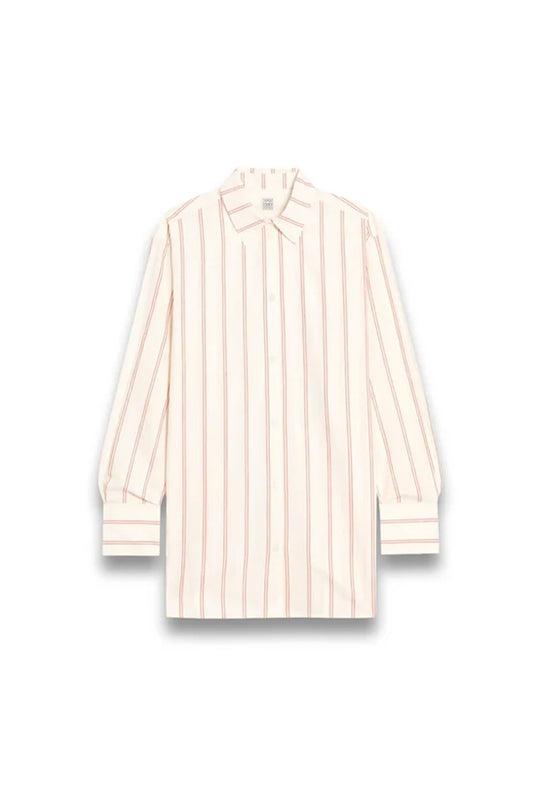 Striped Cotton Silk-blend Shirt in Ecru