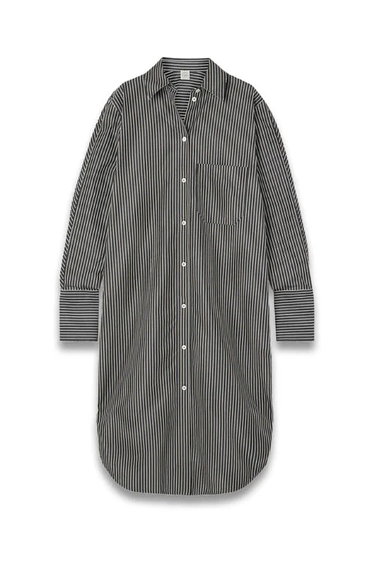 Striped Organic Cotton-Poplin Midi Shirt Dress