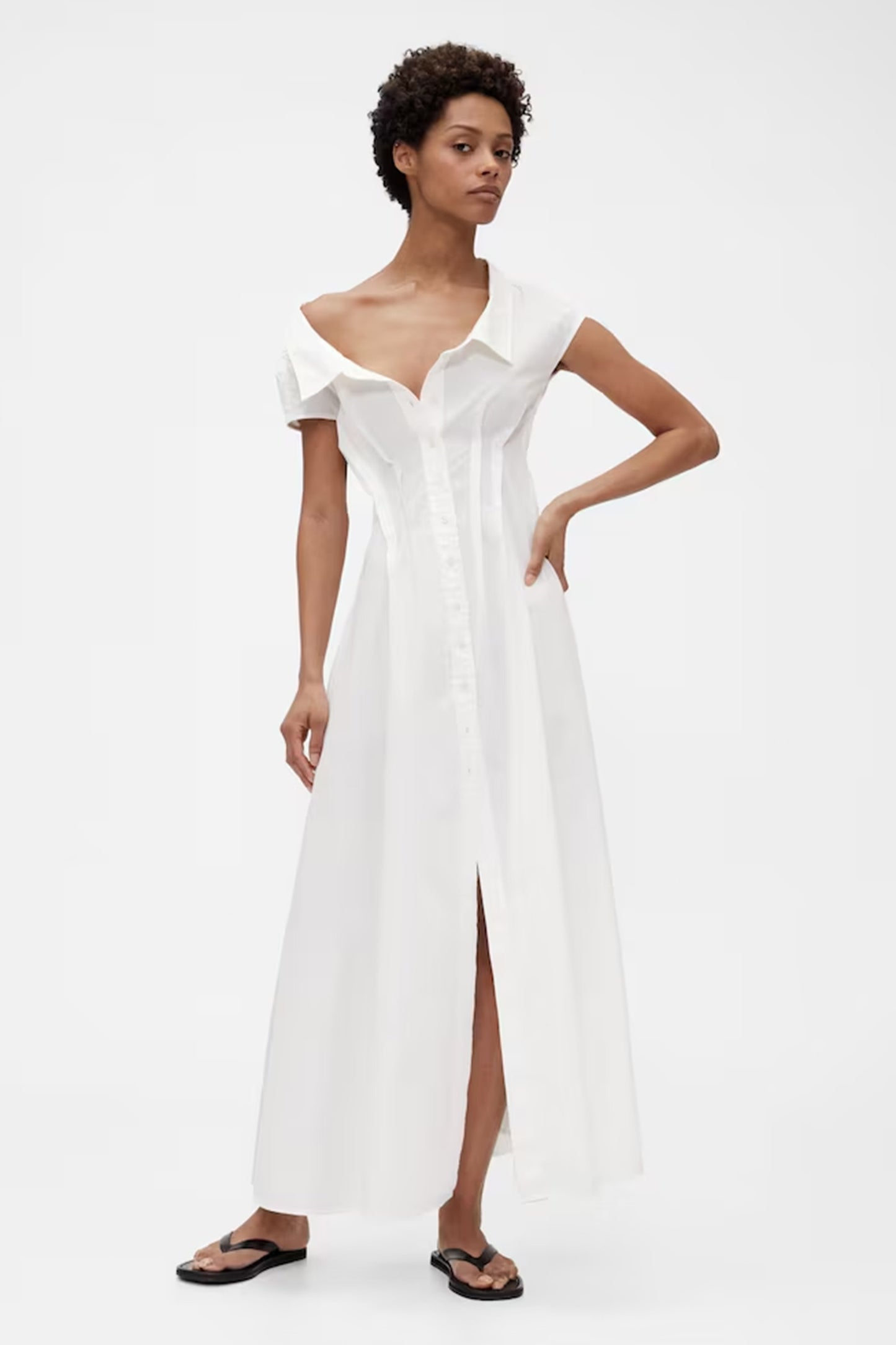 White Poplin Maxi Shirt Dress