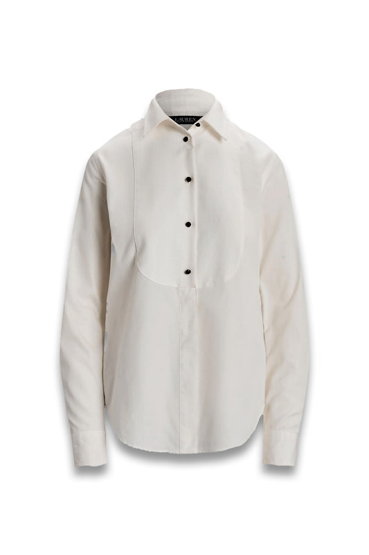 Bib-Front Cotton Broadcloth Shirt