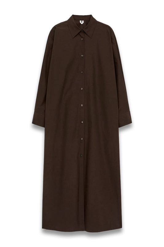 Oversized Shirt Dress in Dark Brown