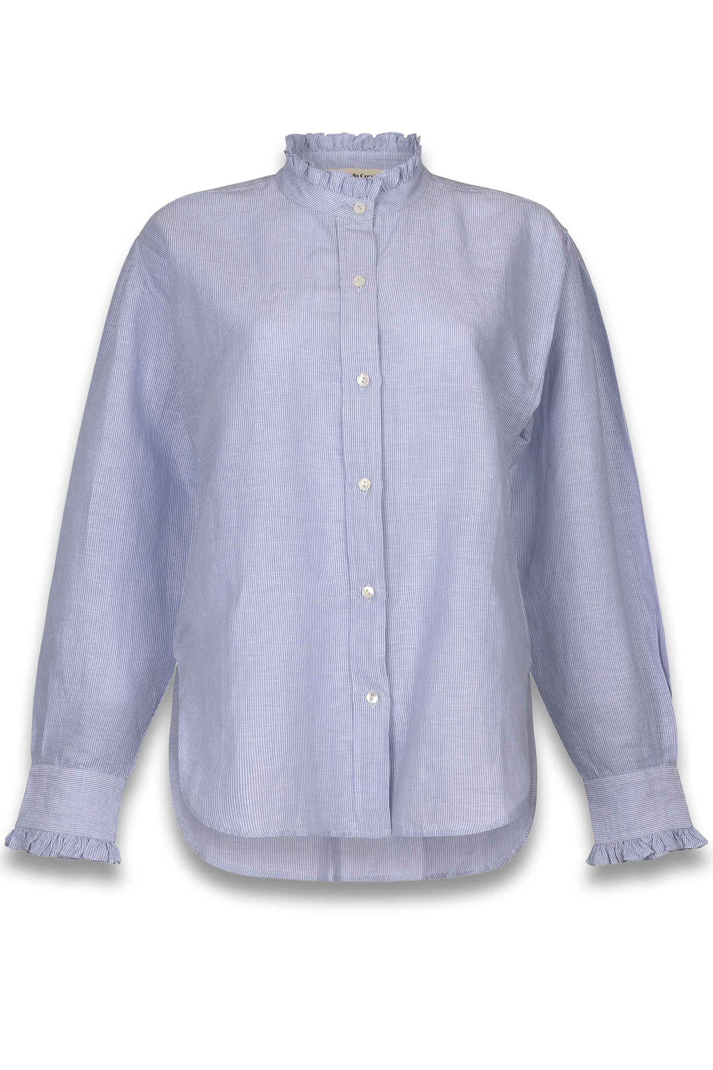 Jo- Blue And White Pinstripe Linen Weave